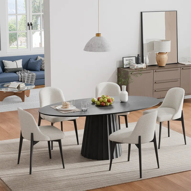 67" Oval Dining Table Pedestal Kitchen Table for 6