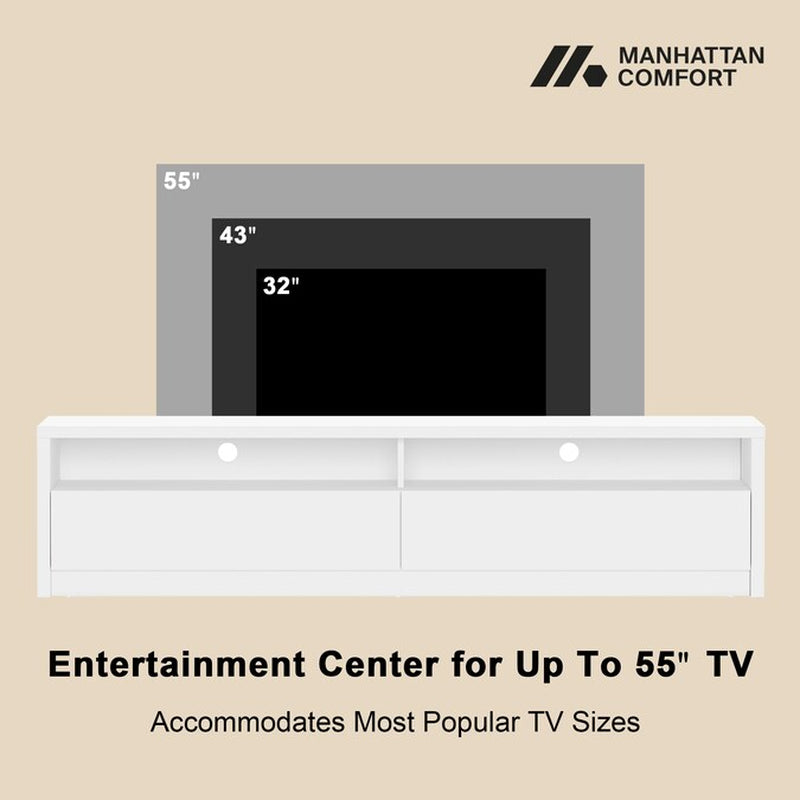Modern/Contemporary White 70-In W TV Stand ( Accommodates Tvs up to 55-In )