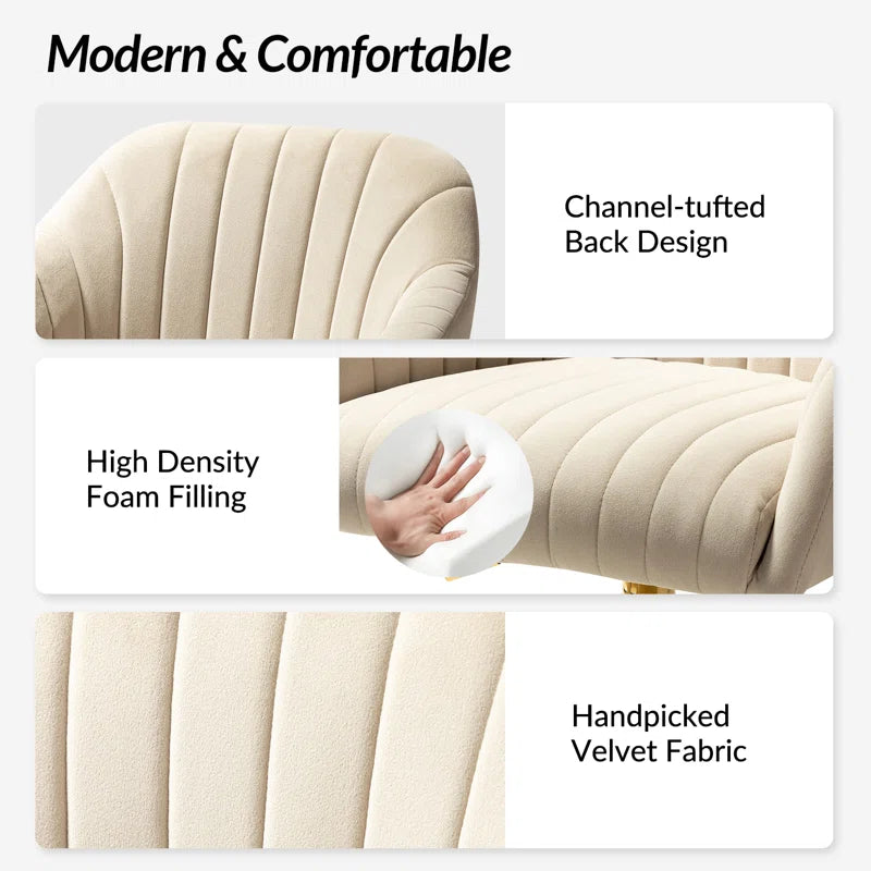 Adan Modern Velvet Task Chair with Wood Frame and Back