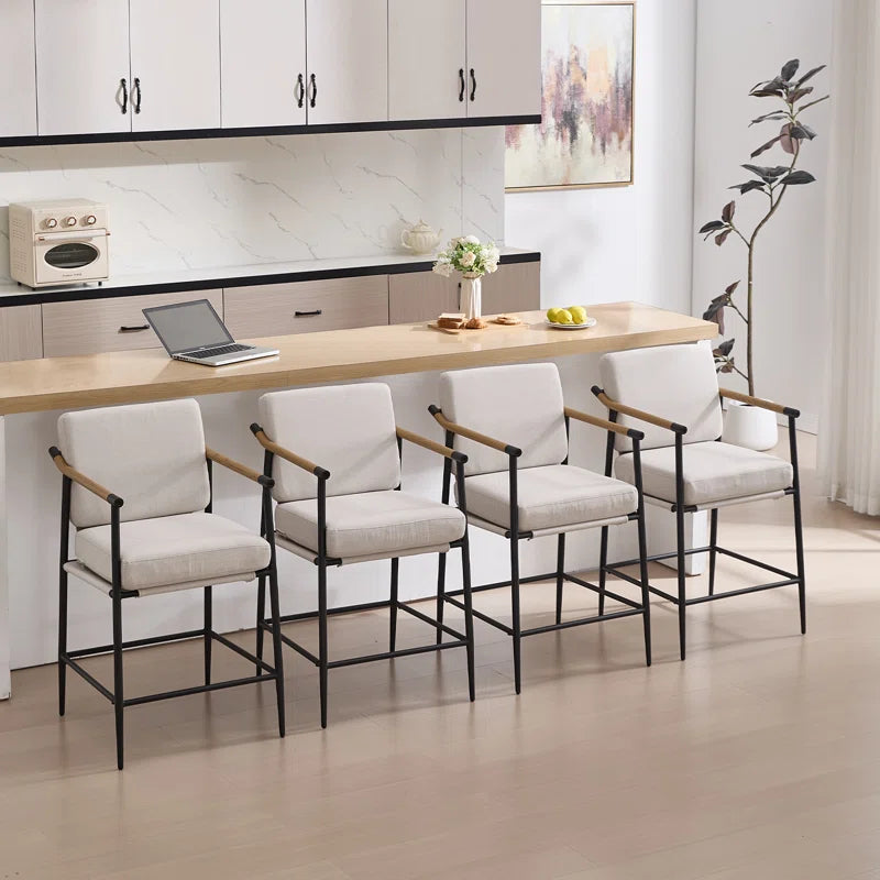 Industrial Modern 26" Counter Stool – Faux Wood & Removable Cushion