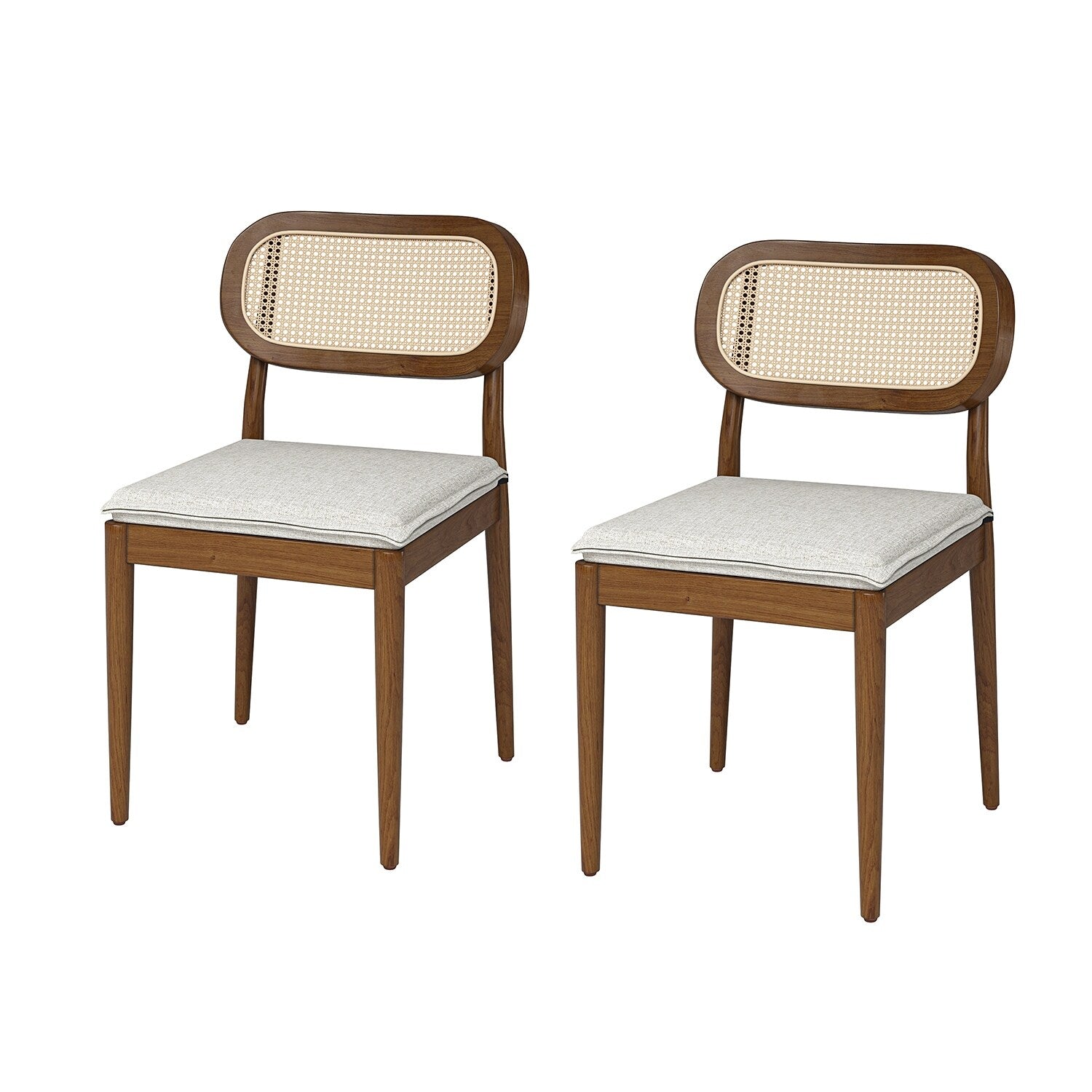 Konstantin Modern Solid Wood Dining Chair with Ratten Back (Set of 2 )