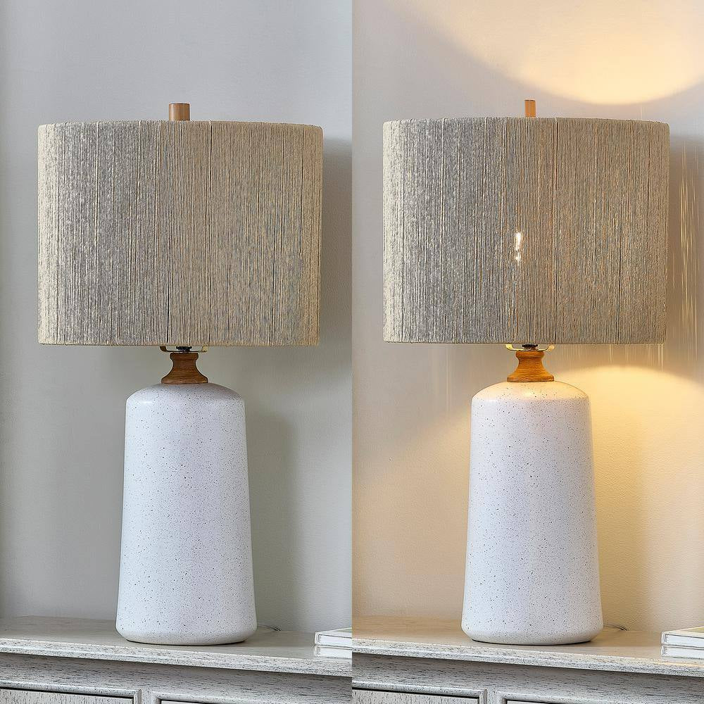 24 In. White Vintage Dimmable Ceramic Bedroom Living Room Bedside Desk Nightstand Table Lamps (Set of 2)