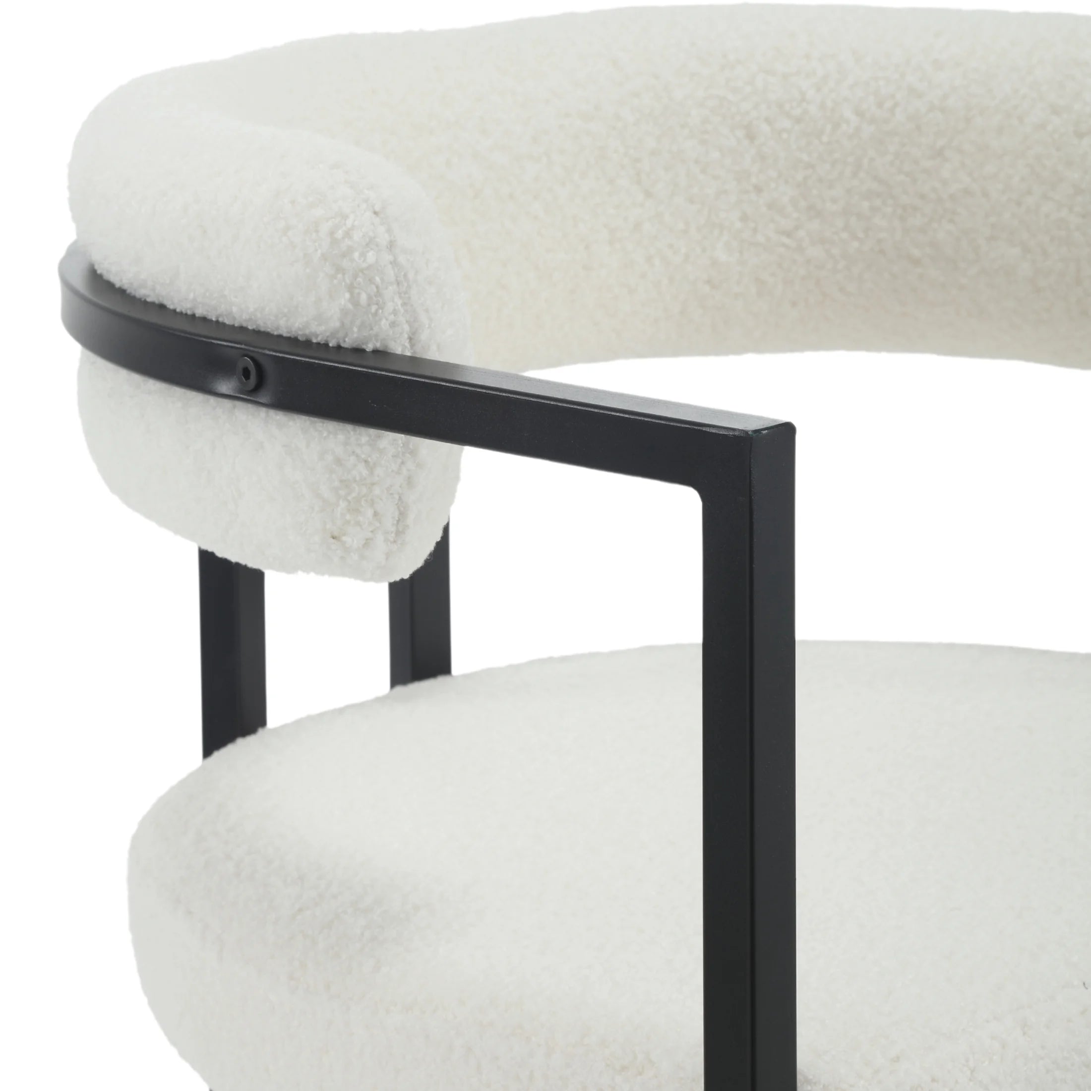 Fabio 30" Upholstered Bar Height Bar Stools with Metal Frame, White/Fur(Set of 4)