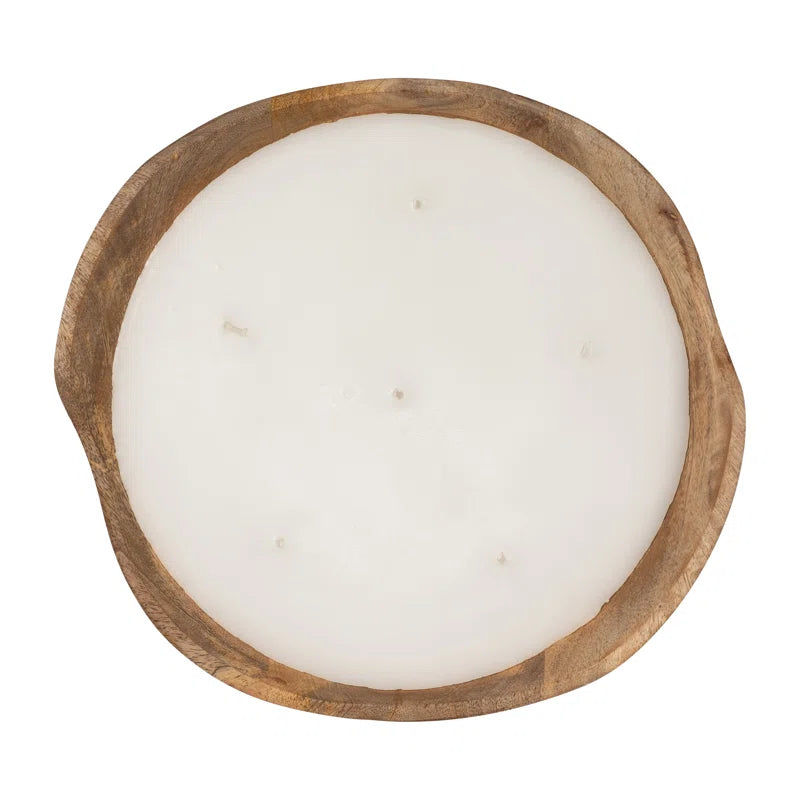 Jeimi Vanilla Wood Bowl Candle, Natural, Wood