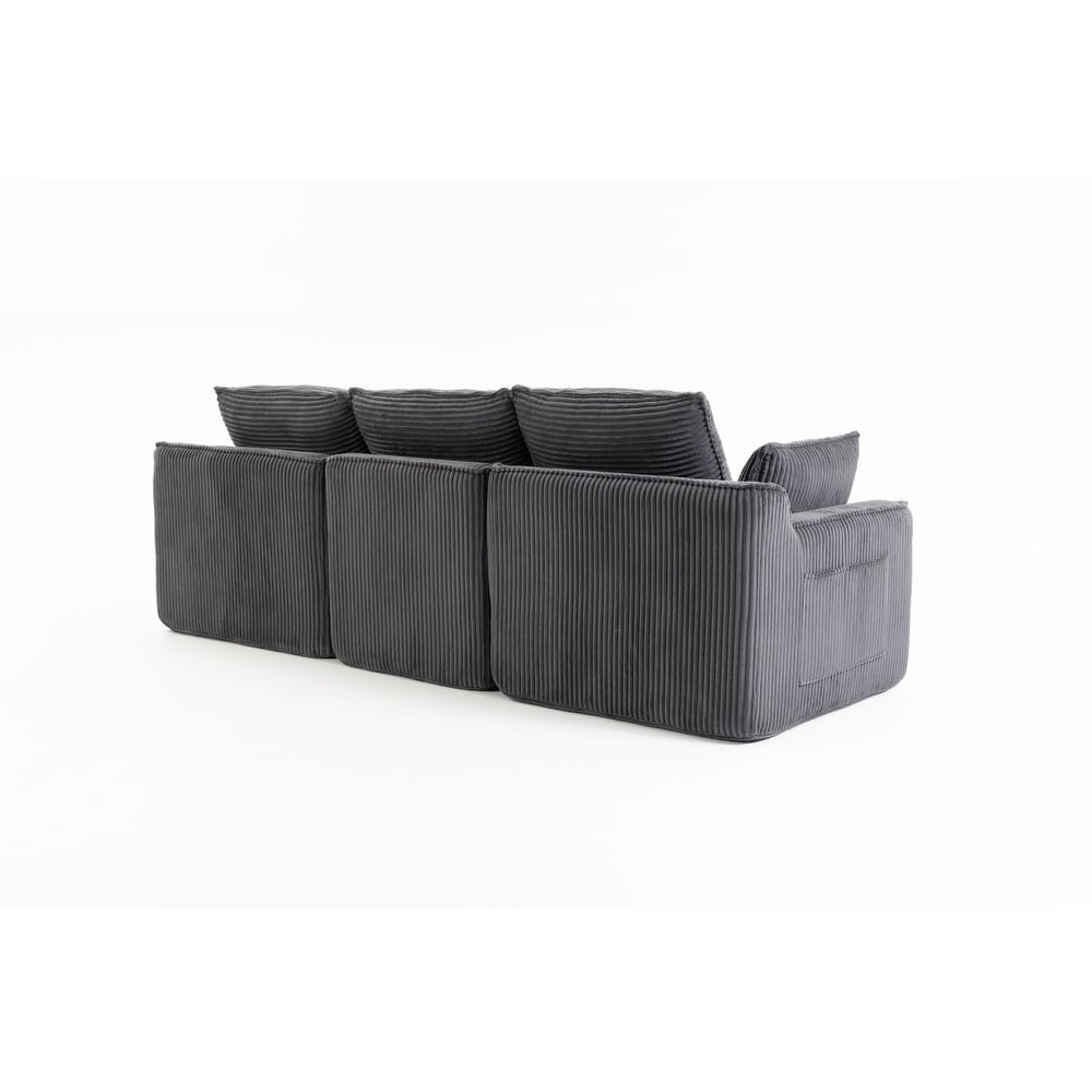 103" L-Shaped Corduroy Boneless Sectional Sofa with Movable Ottoman
