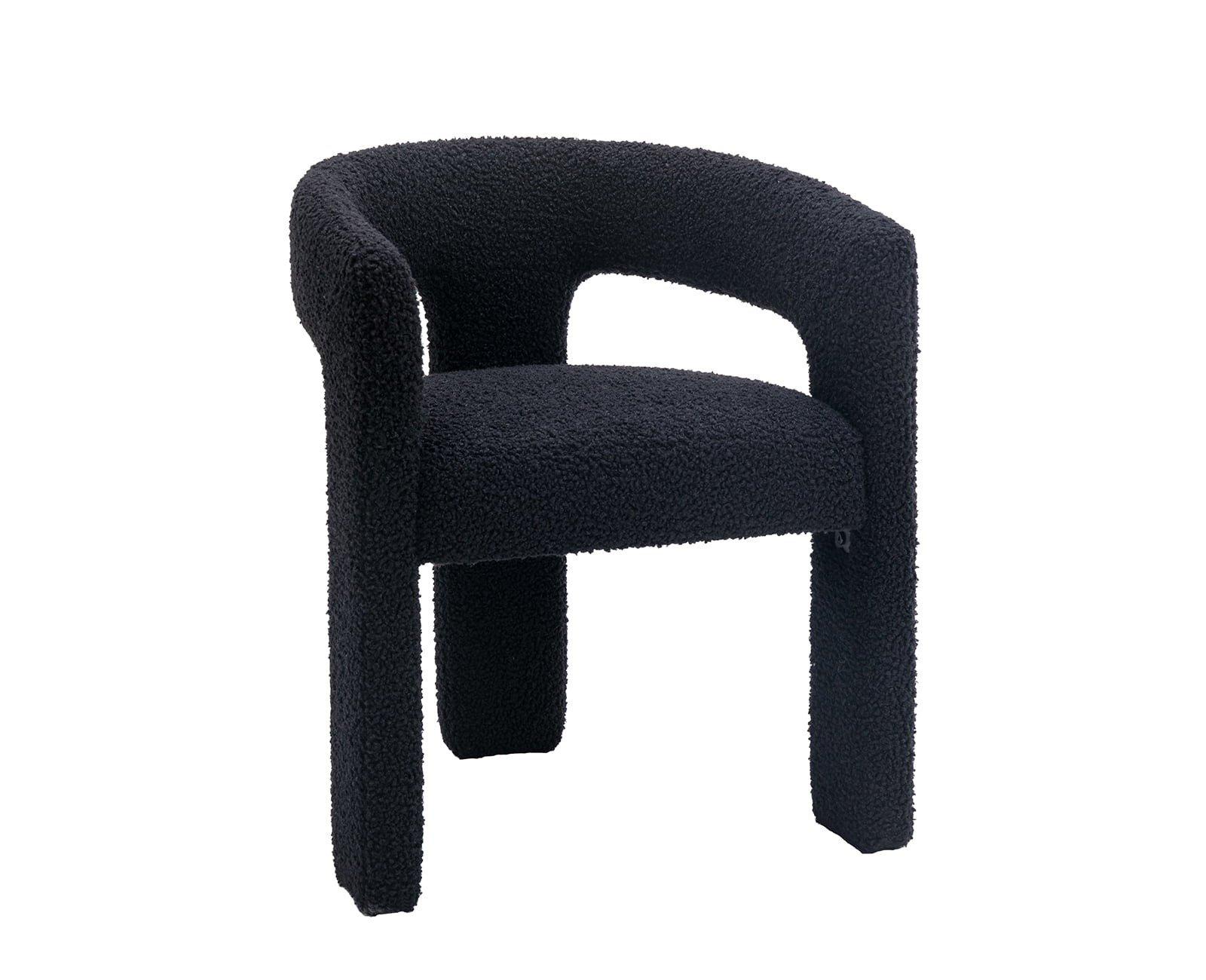 Modern Faux Fur Upholstered Armrests and Back for Living Room Chair, Black