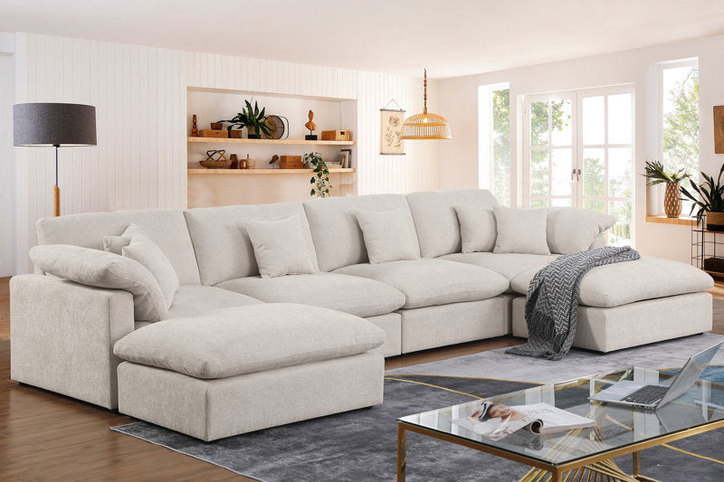 Hommeco 155.7" U-Shape Cloud Sectional Sofa with Removable Ottomans