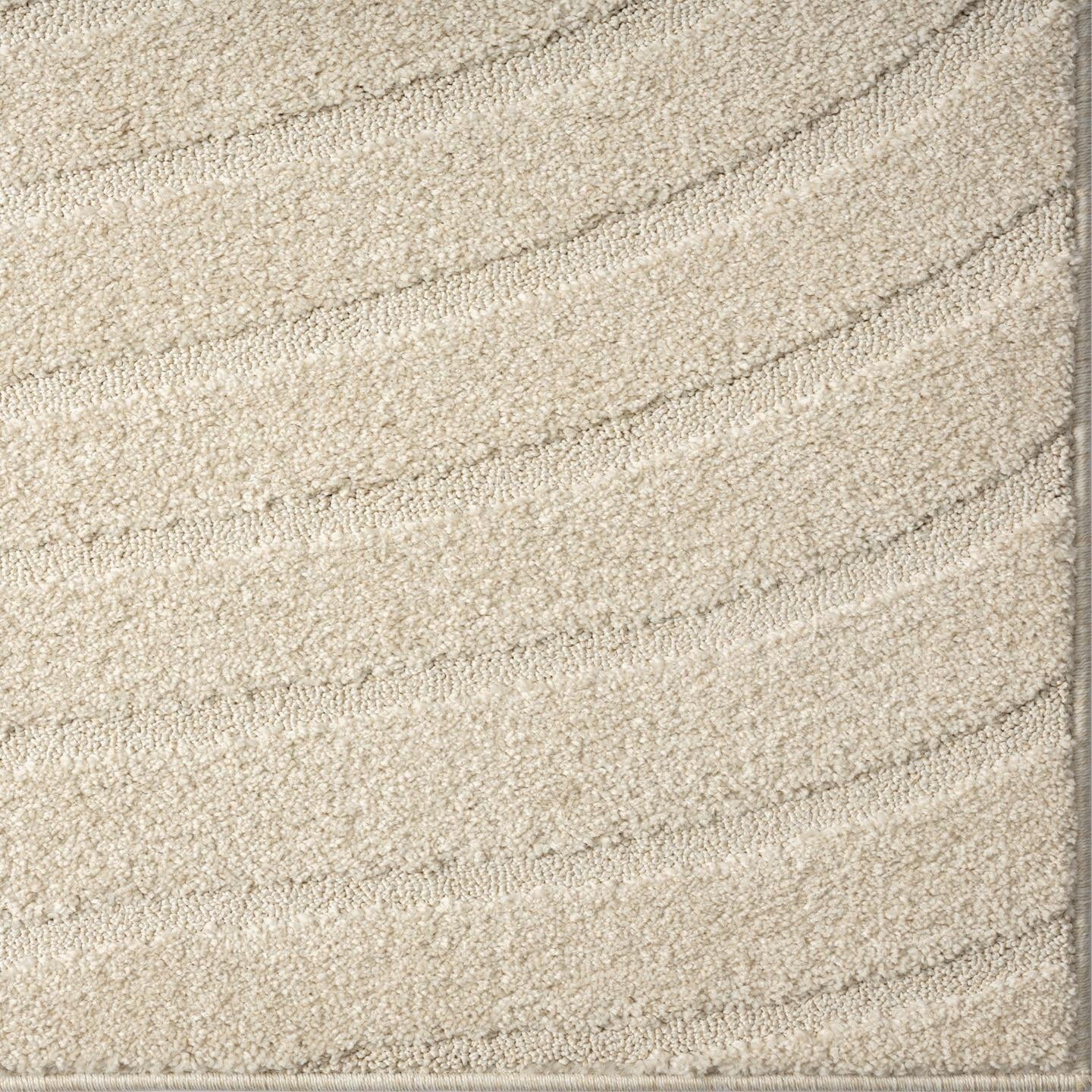 Modern Geometric Wave Cream 8X10 Area Rug, Stain Resistant Carpet