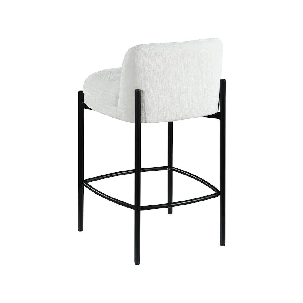 Cream Chenille Fabric Stool (Set of 2)