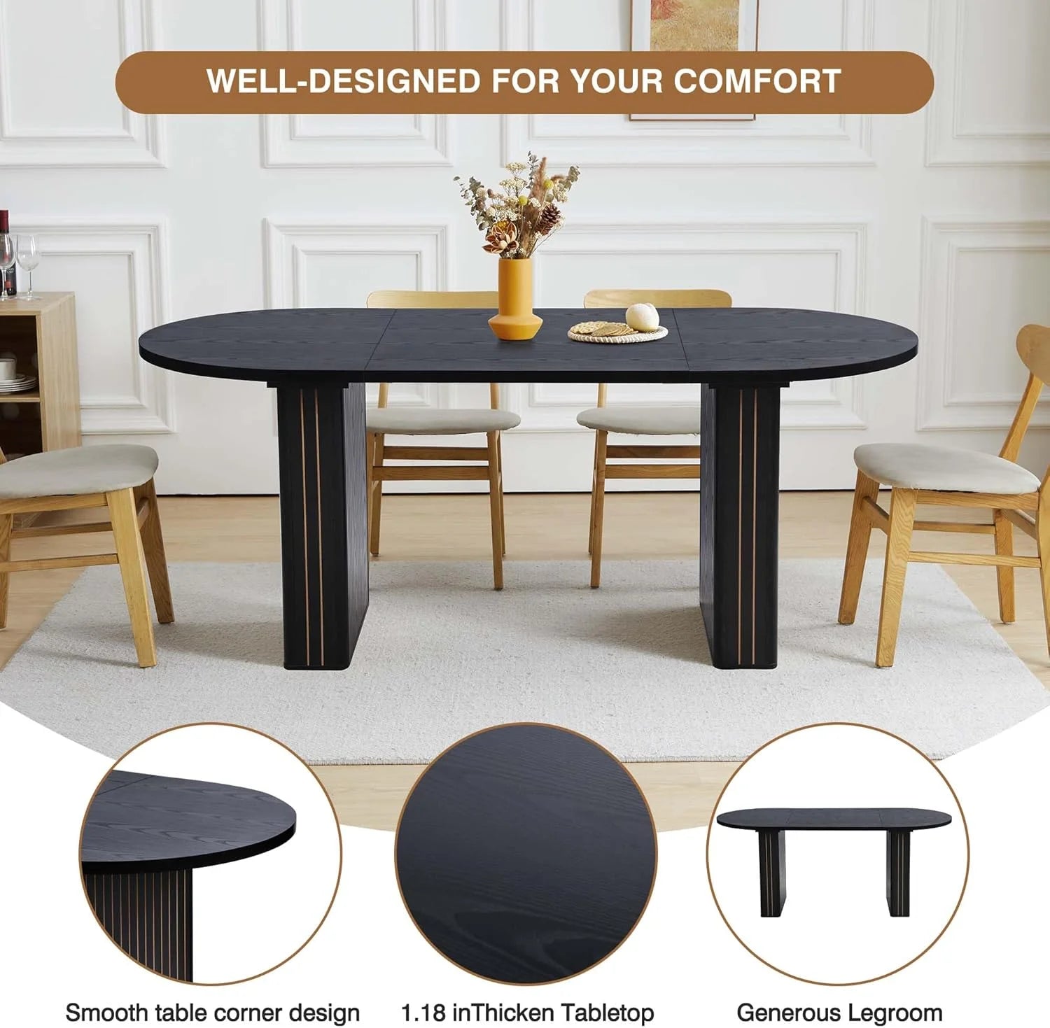 Rustic Black 71" Oval Dining Table | Meeting & Reception Table