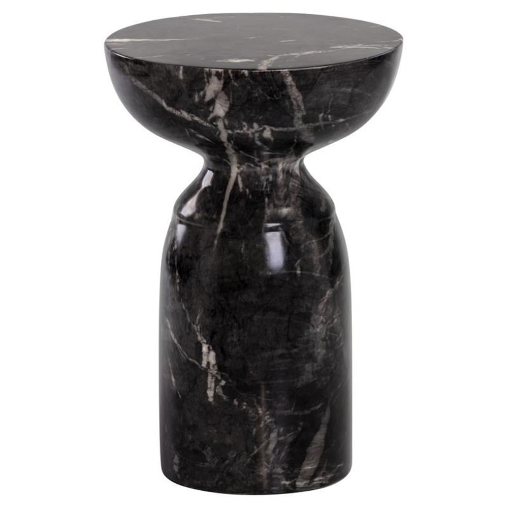 13.5" Modern Concrete End Table in Black - Set of 2