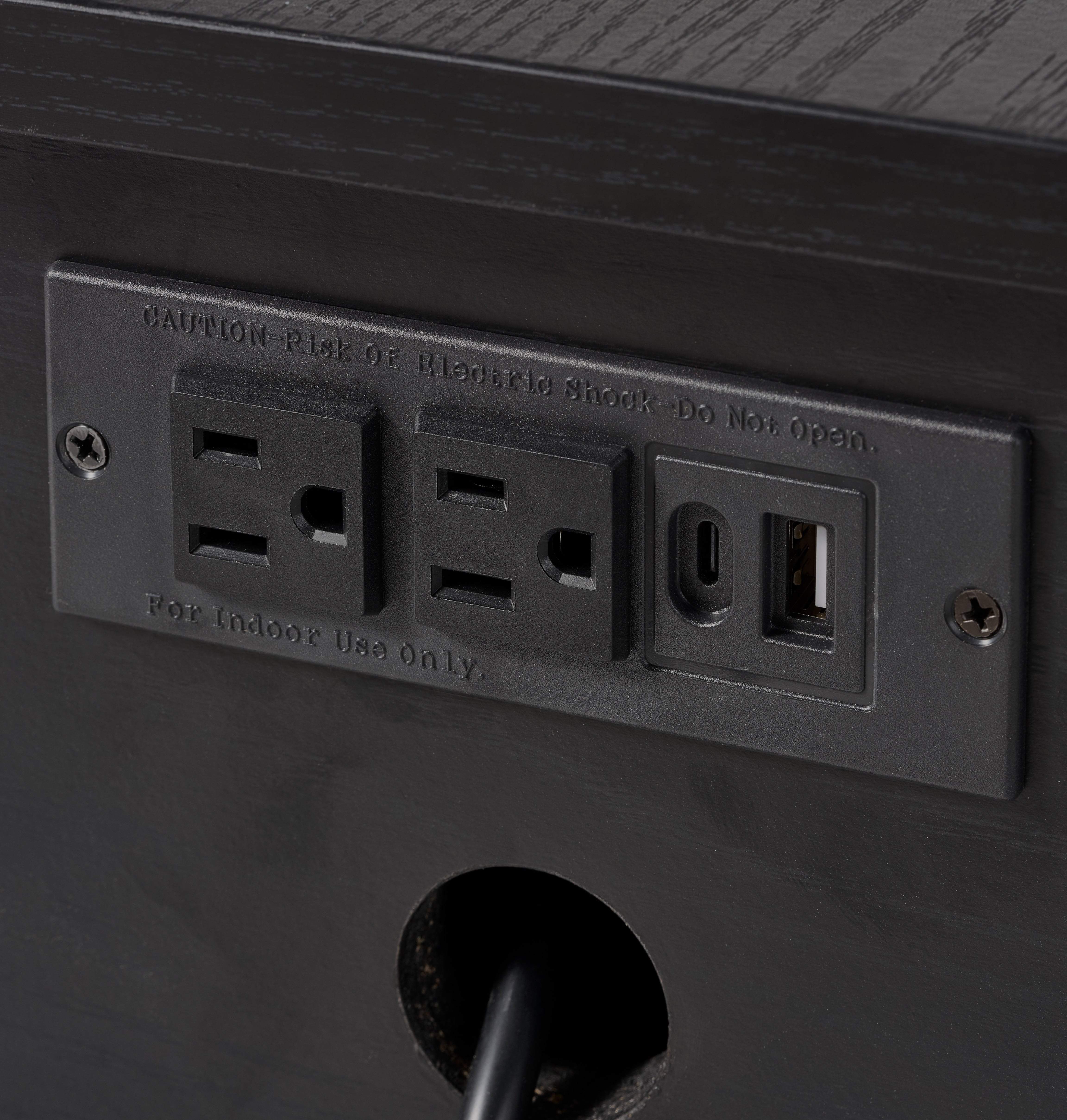 Juliet Nightstand with USB, Rich Black Finish