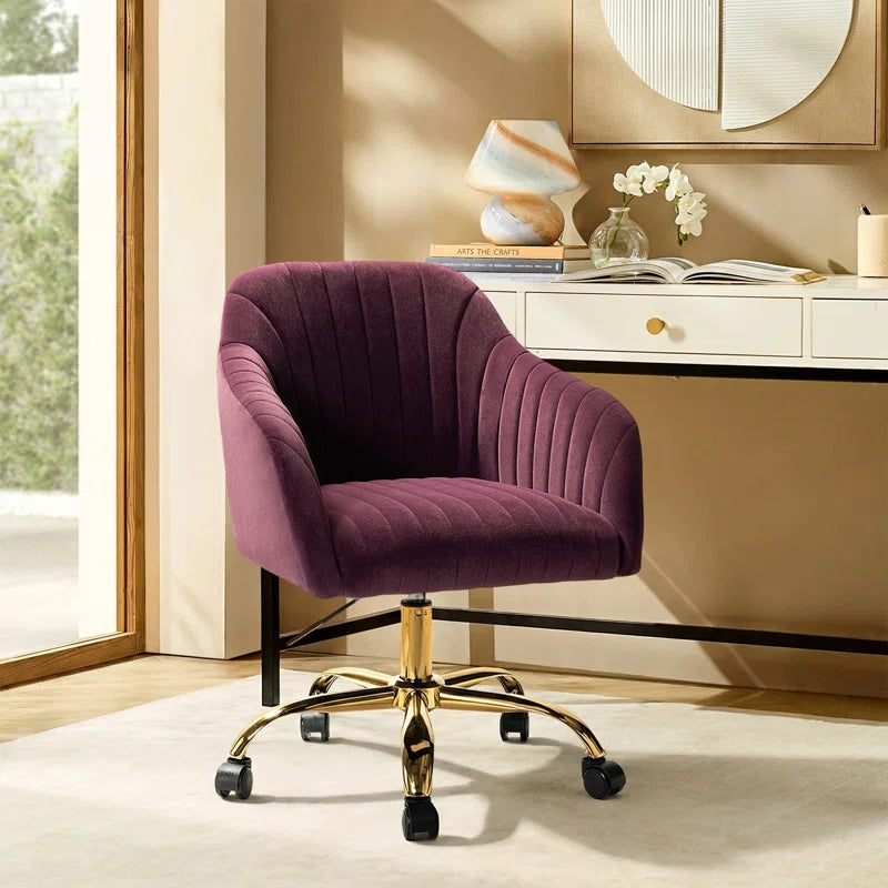 Adan Modern Velvet Task Chair with Wood Frame and Back