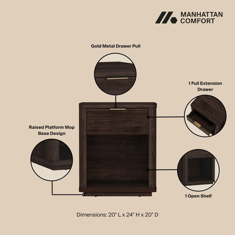 Brown 2 -Drawer 20-In W X 24-In H Modern Nightstand