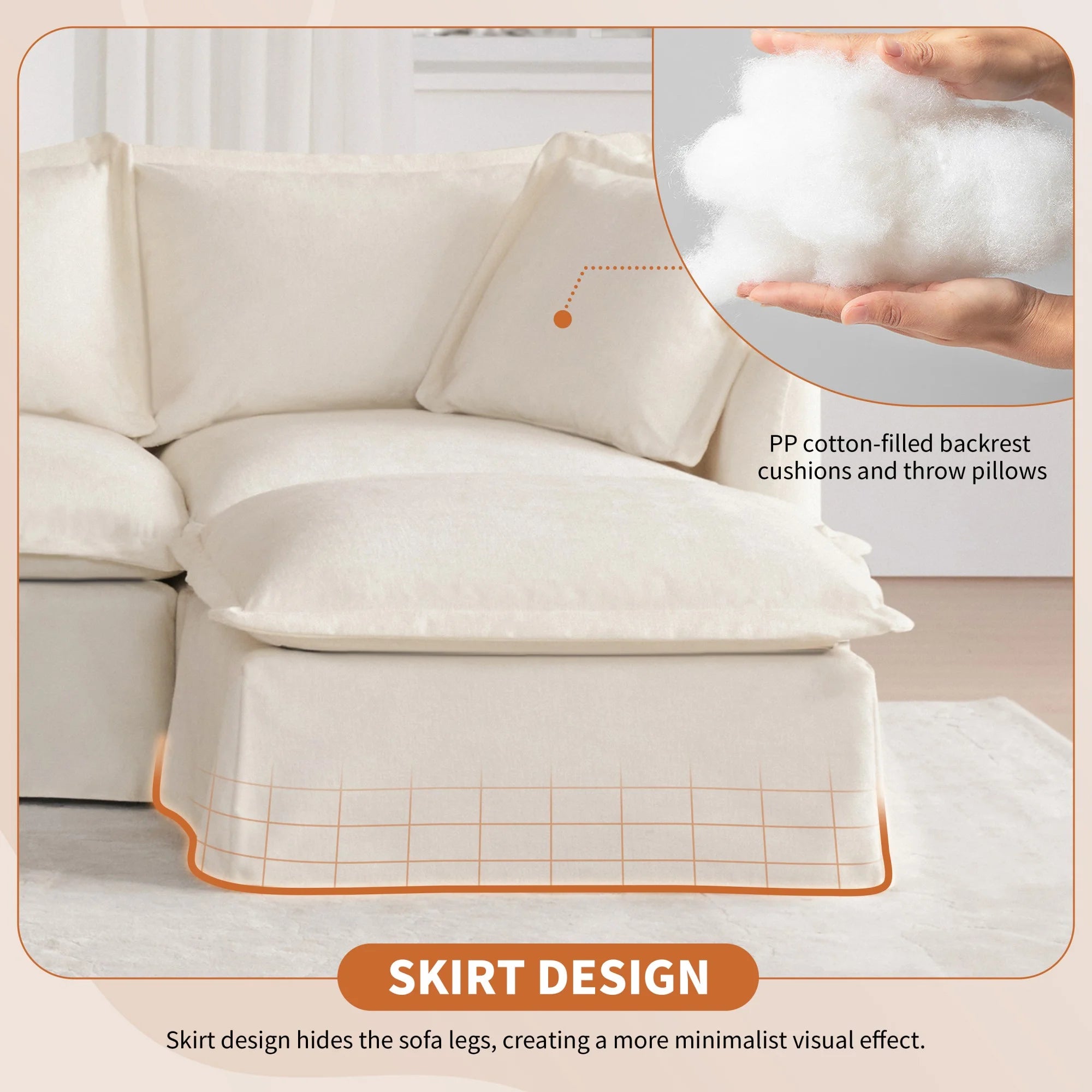 131'' Modular Sectional Sofa with Movable Ottoman and Console, Cup Holder, Wide Seat, 6 Seat U Shaped Couch, Oversized Chenille Sofa with USB Charger for Living Room, Apartments (Beige)