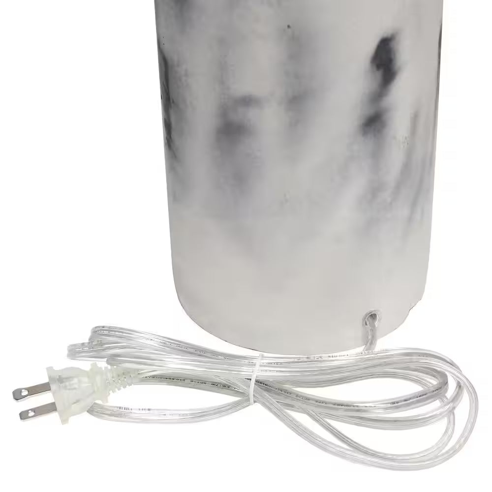 White Marbleized Table Lamp with White Fabric Shade 24.50 In.