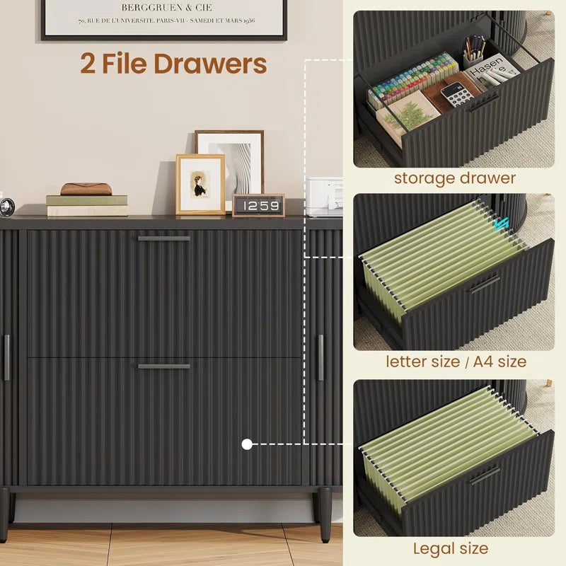 39.4" Filing Cabinet 2 Drawer File Cabinet