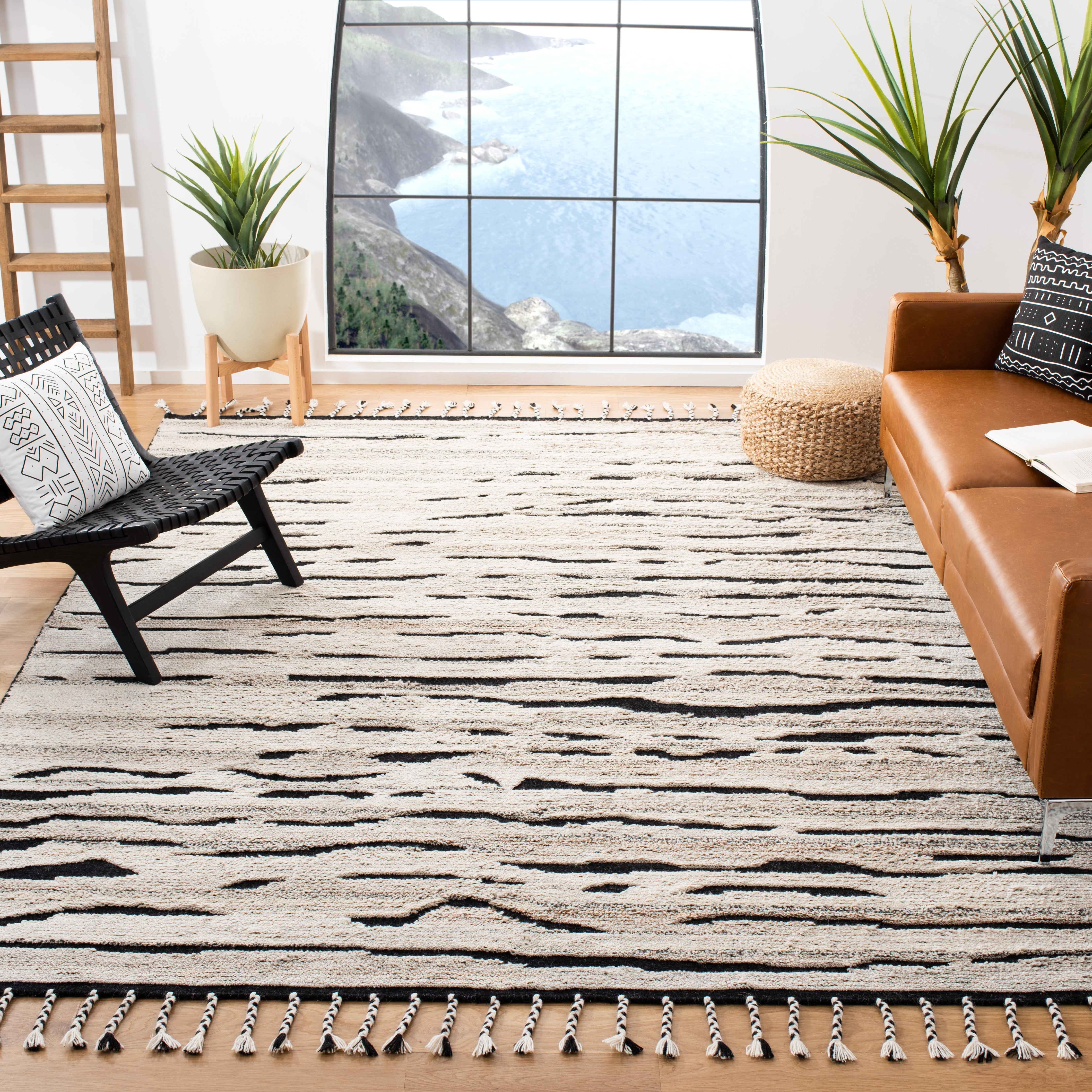 Casablanca Betty Abstract Area Rug - 8' x 10' Charcoal & Ivory Modern Decor Rug