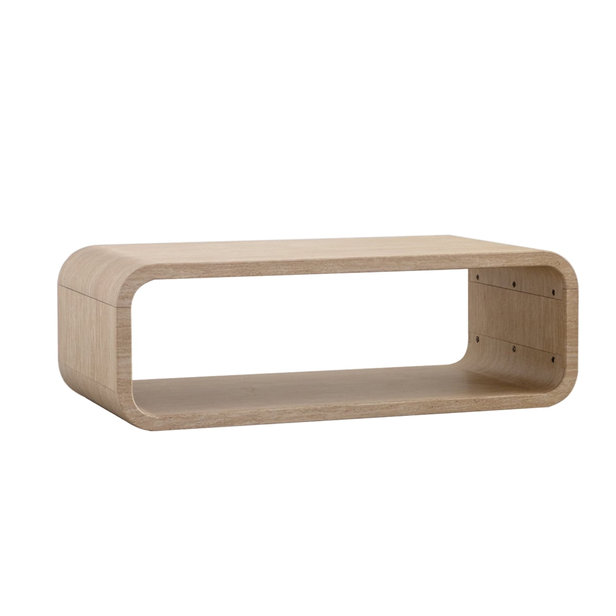 Elegant Curved Light Wood Coffee Table with Open Storage for Contemporary Living Rooms