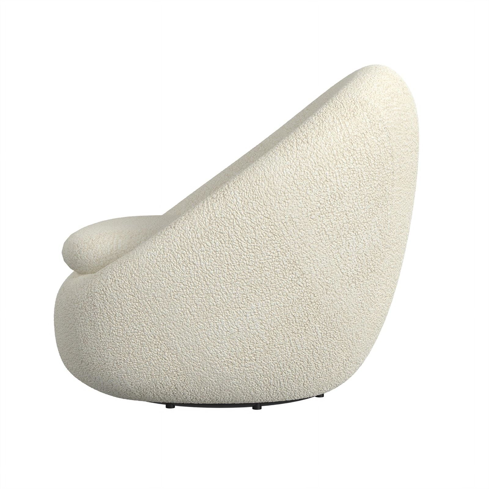 White Sherpa Swivel Barrel Chair - Round Oversized Comfy Armchair