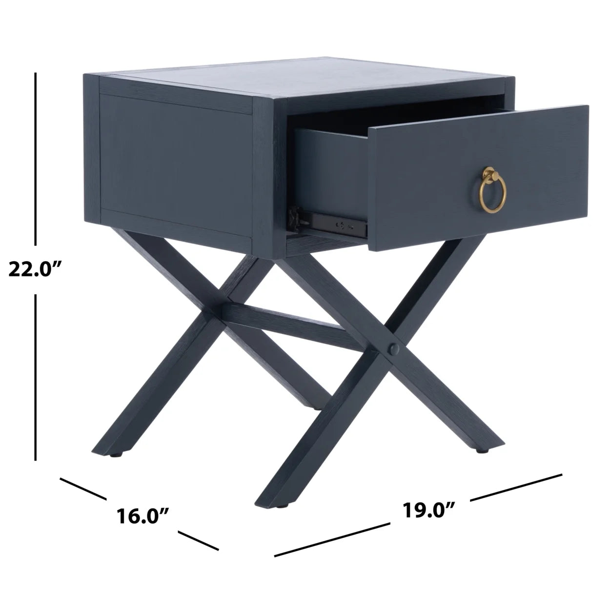 Odilia 1 Drawer Solid Retro Nightstand, Navy