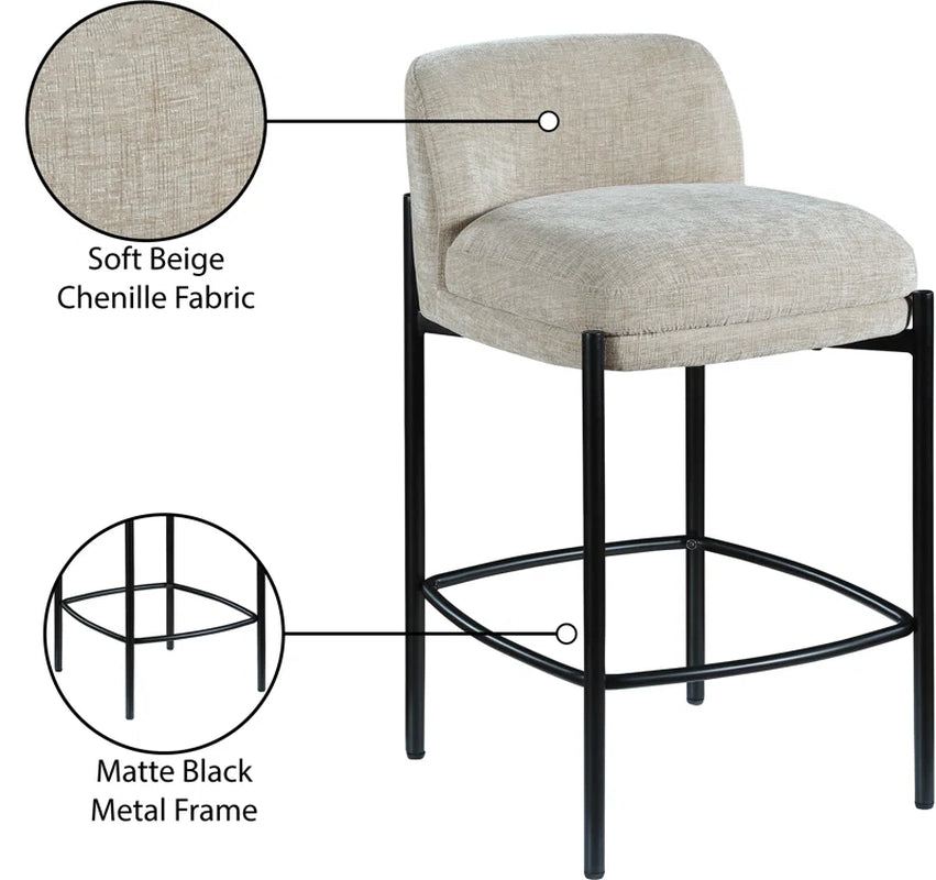 Brixen Upholstered Counter Stool with Metal Frame