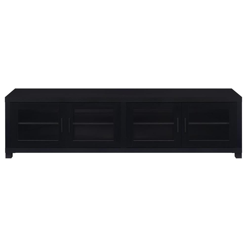 Media Console with Framed Glass Panels Black