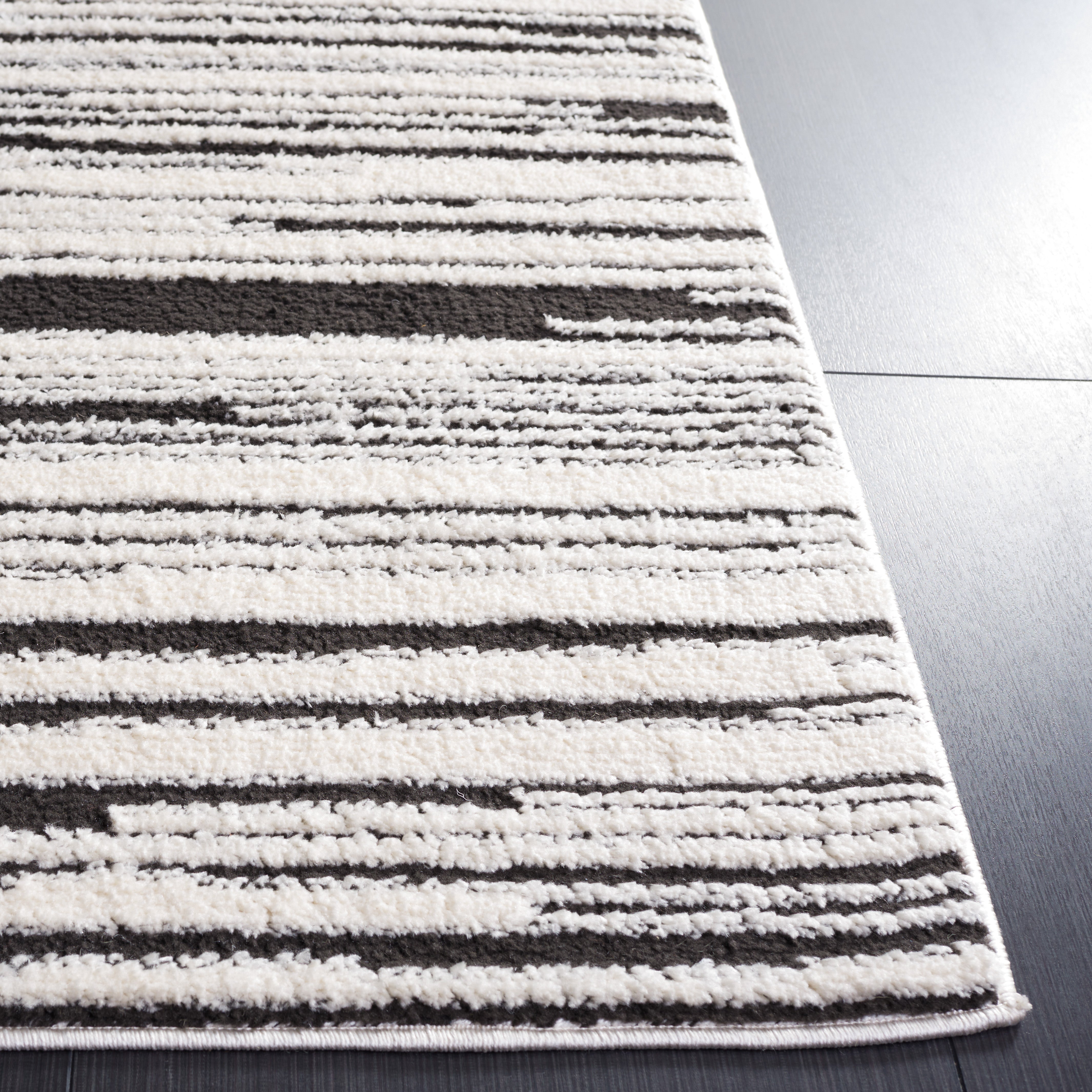 Melody Modern Area Rug, Ivory/Black, 8' X 10'