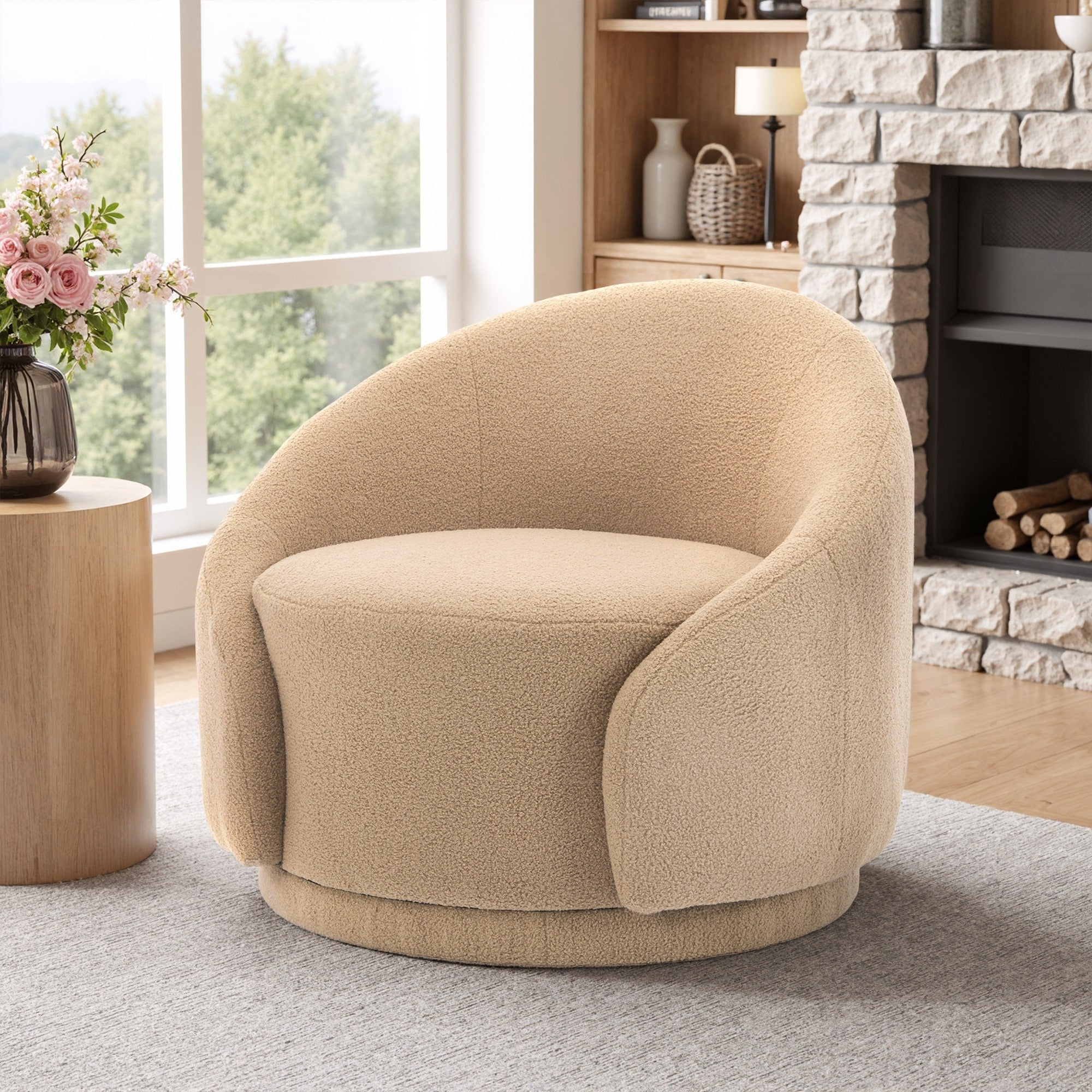 35" Wide 360-Degree Swivel Accent Barrel Chair