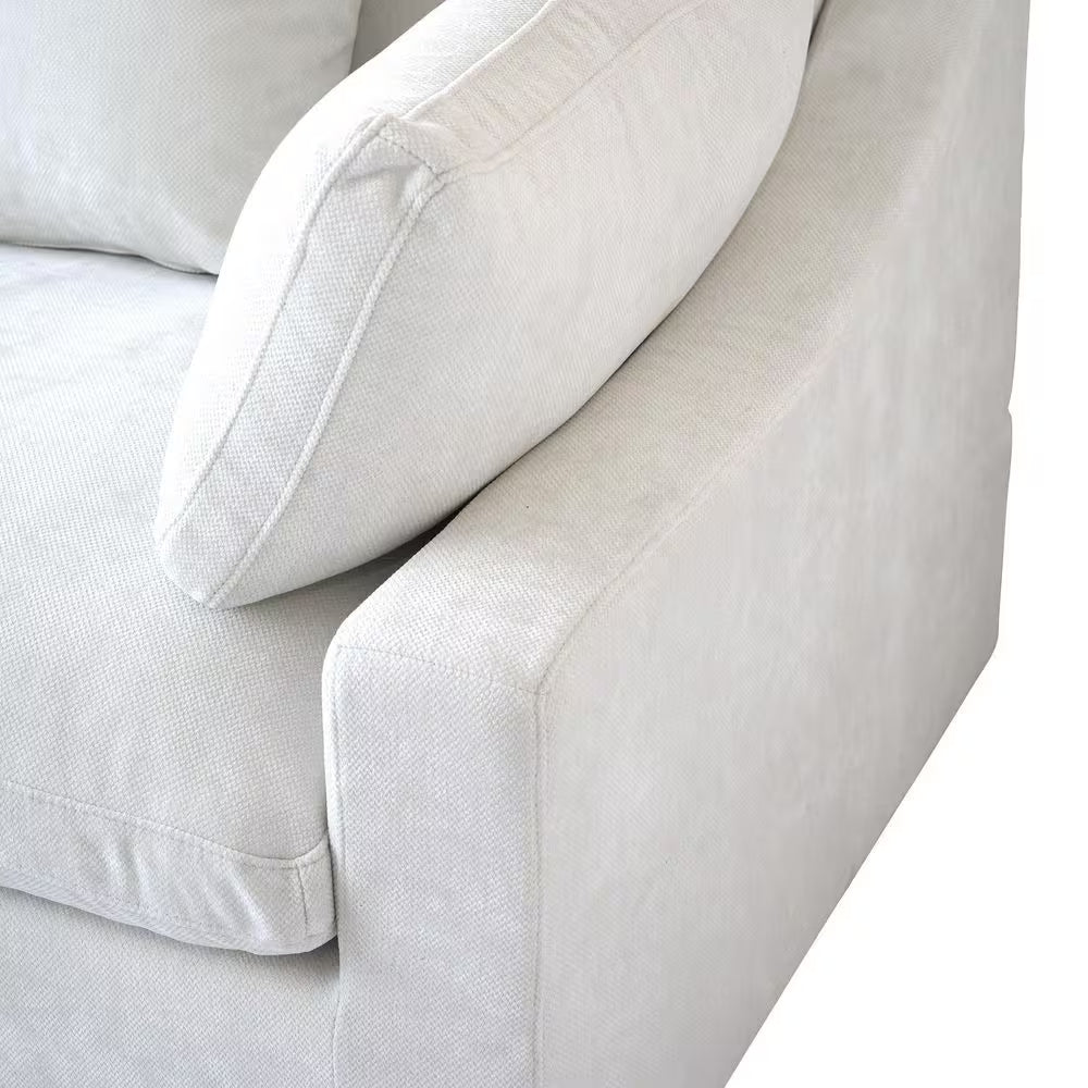 Hommeco 155" Modular 6-Piece Slope Arm Linen Sectional Sofa with Ottoman - Beige