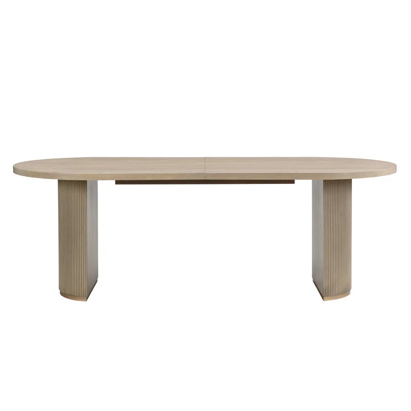 Krisslyn Oval Wood Dining Table with Double Pedestal Base