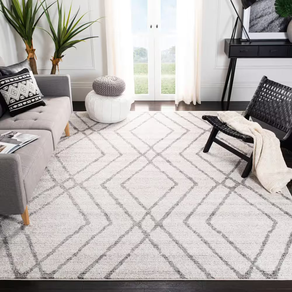Adirondack Ivory/Gray 8 Ft. X 10 Ft. Chevron Diamond Area Rug