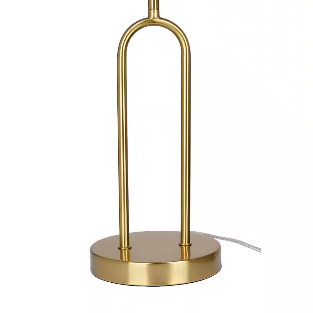 Streamside 20 In. Brushed Gold Standard 1-Light Table Lamp with White Fabric Drum Shade