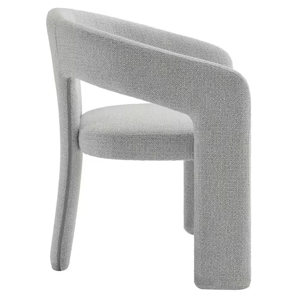 Oslo Barrel Open Back Dining Chair in Dove Gray-Fabric Upholstered Modern Accent Chair with 3-Leg Design