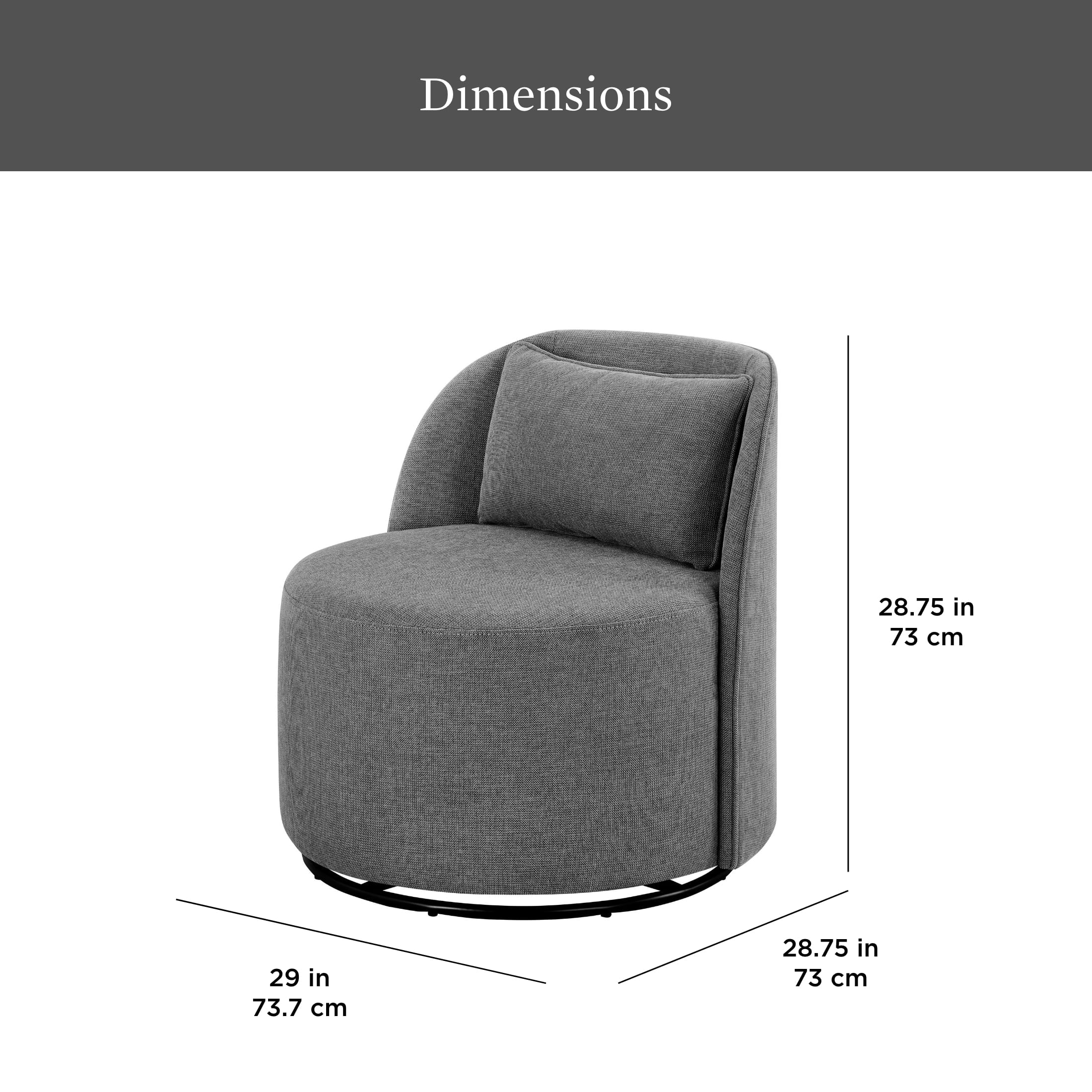 Juliet Modern Arch Swivel Accent Chair, Gray
