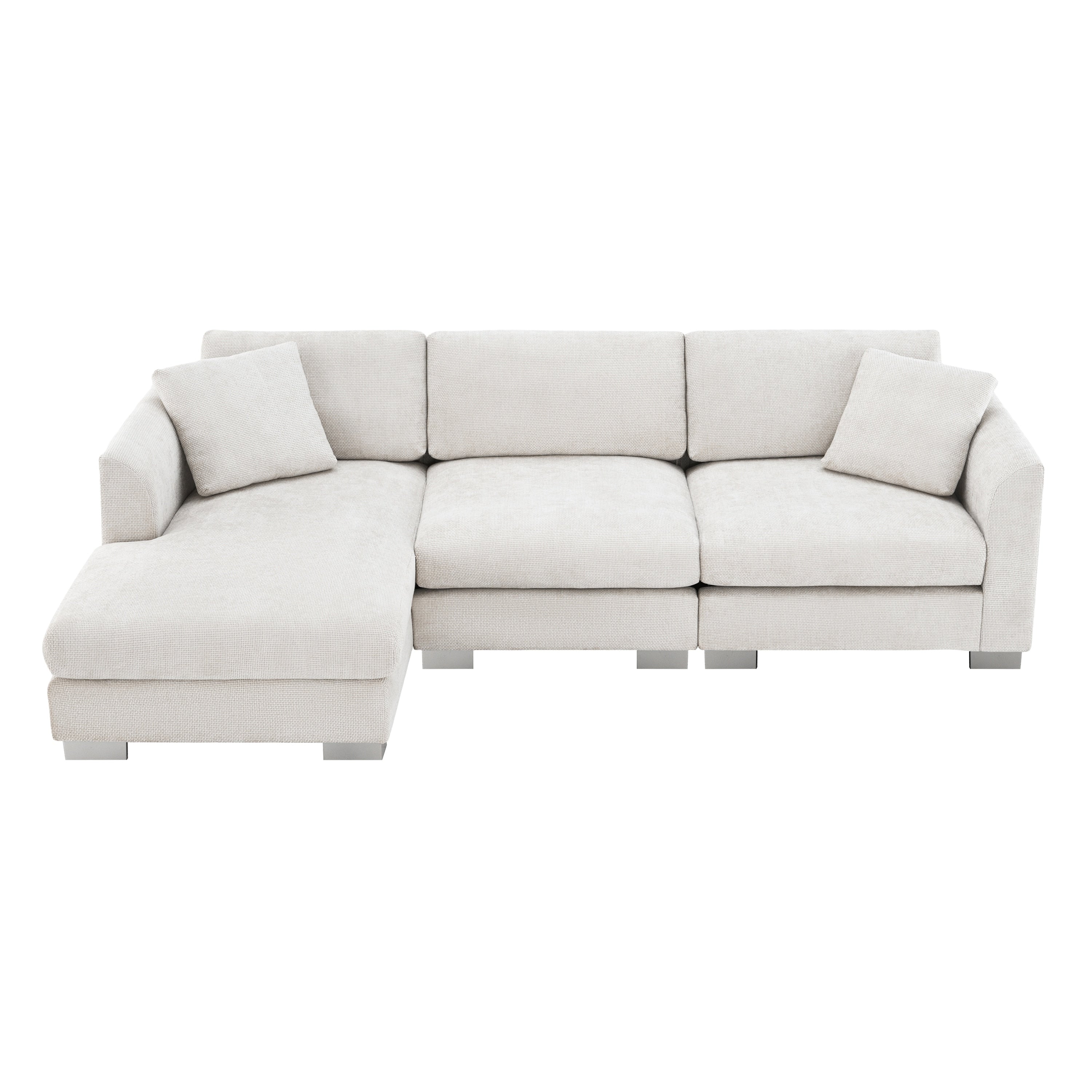 Luxurious 4-Seat Chenille L-Shape Sectional Sofa with Oversized Chaise for Ultimate Comfort