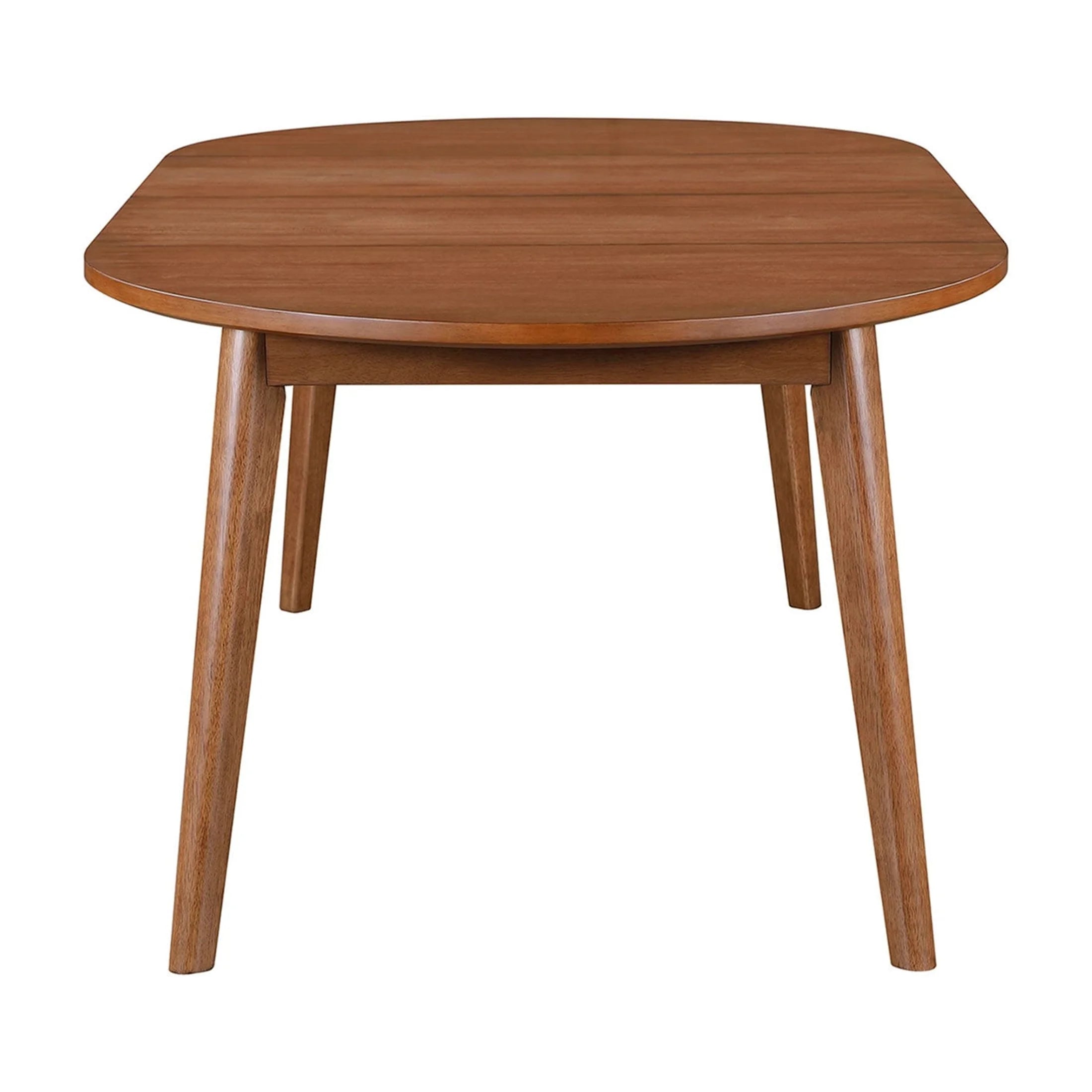Mid-Century Extendable Dining Table, Solid Wood and Veneer, Acorn Finish