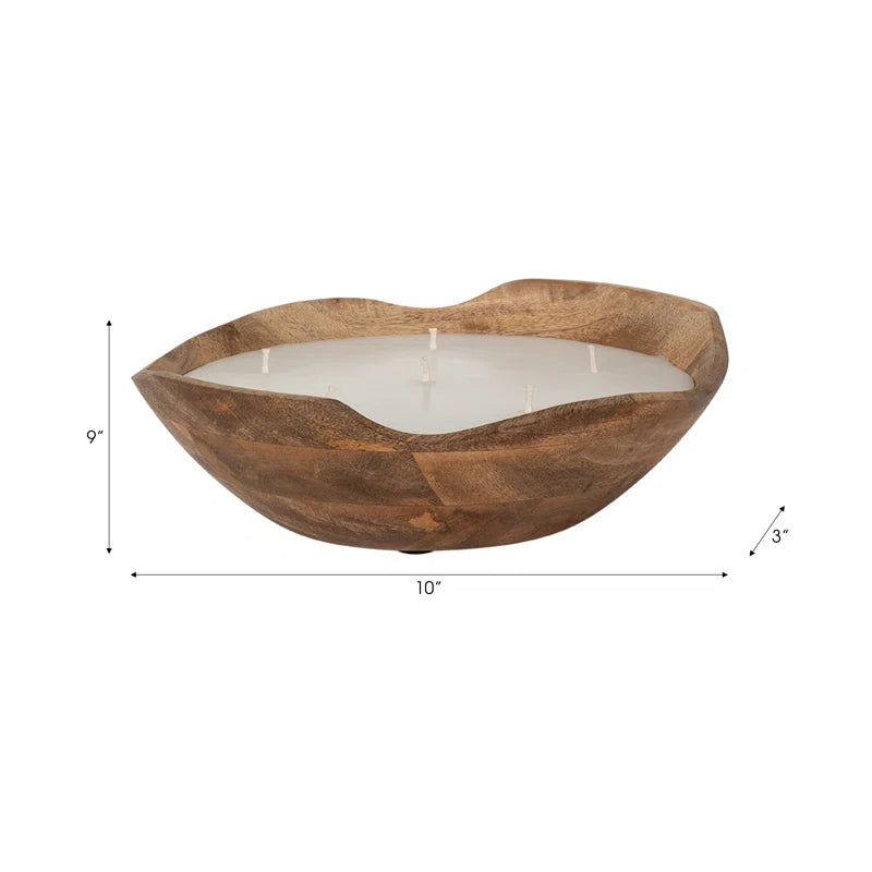 Jeimi Vanilla Wood Bowl Candle, Natural, Wood