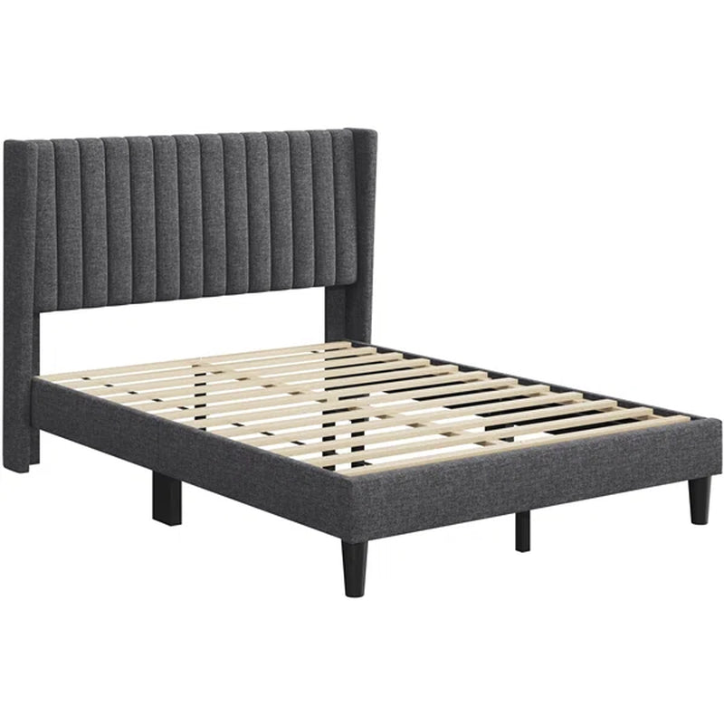 Upholstered Bed Frame with Wing Side