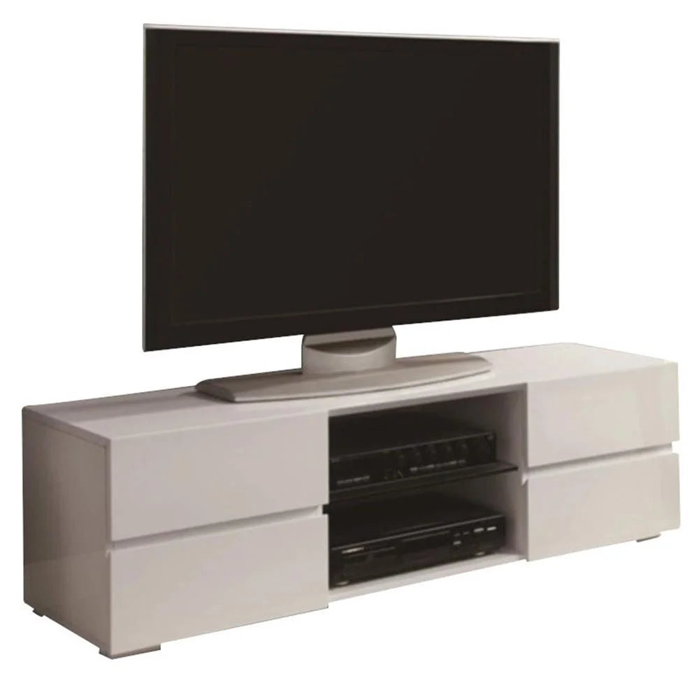 Galvin 4-Drawer TV Console Glossy White