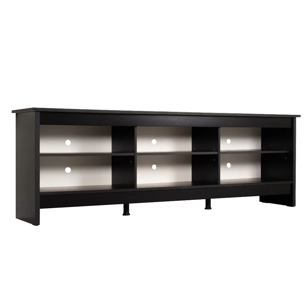 Modern Black TV Stand for 65/75 Inch TV - Wooden Entertainment Center with 6 Shelves