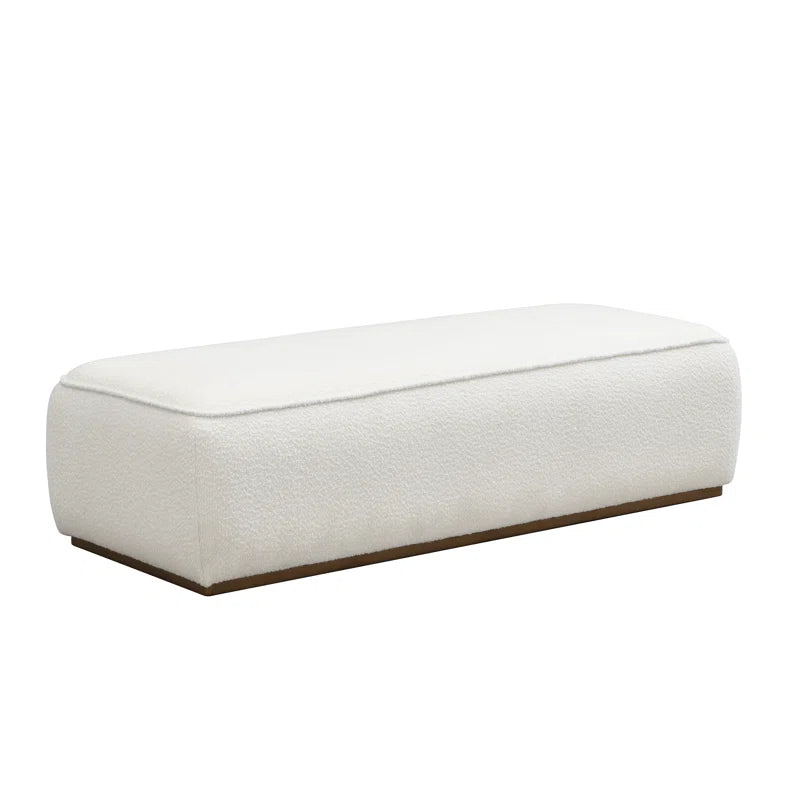 Mayson Grainy Fabric Upholstered Bench with Wooden Base