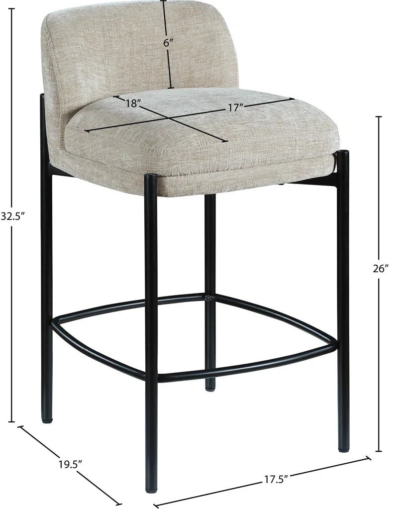 Brixen Upholstered Counter Stool with Metal Frame