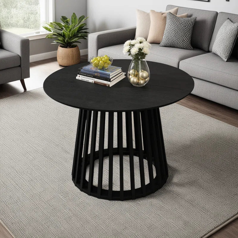 Elegant round 42" Coffee Table with Sturdy Pinewood Base