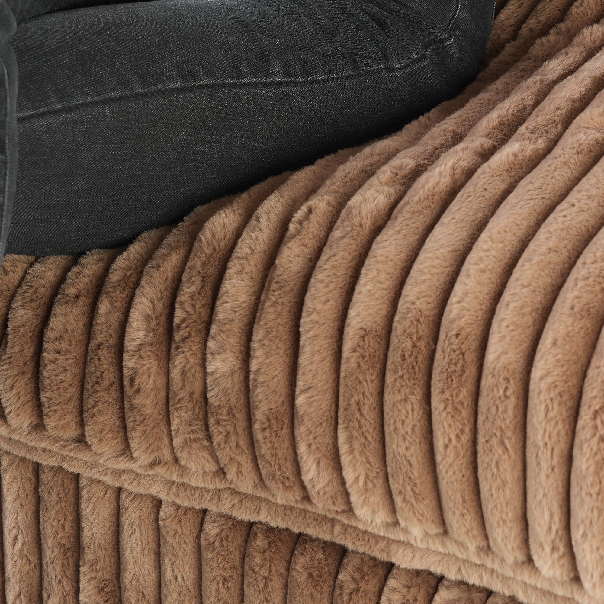 4-Seat Brown Plush Cloud Sofa | Deep Seat Modular U-Shape