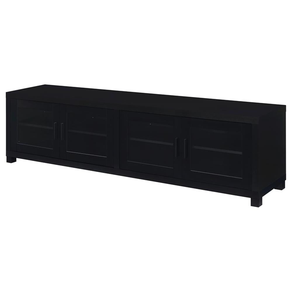 Media Console with Framed Glass Panels Black