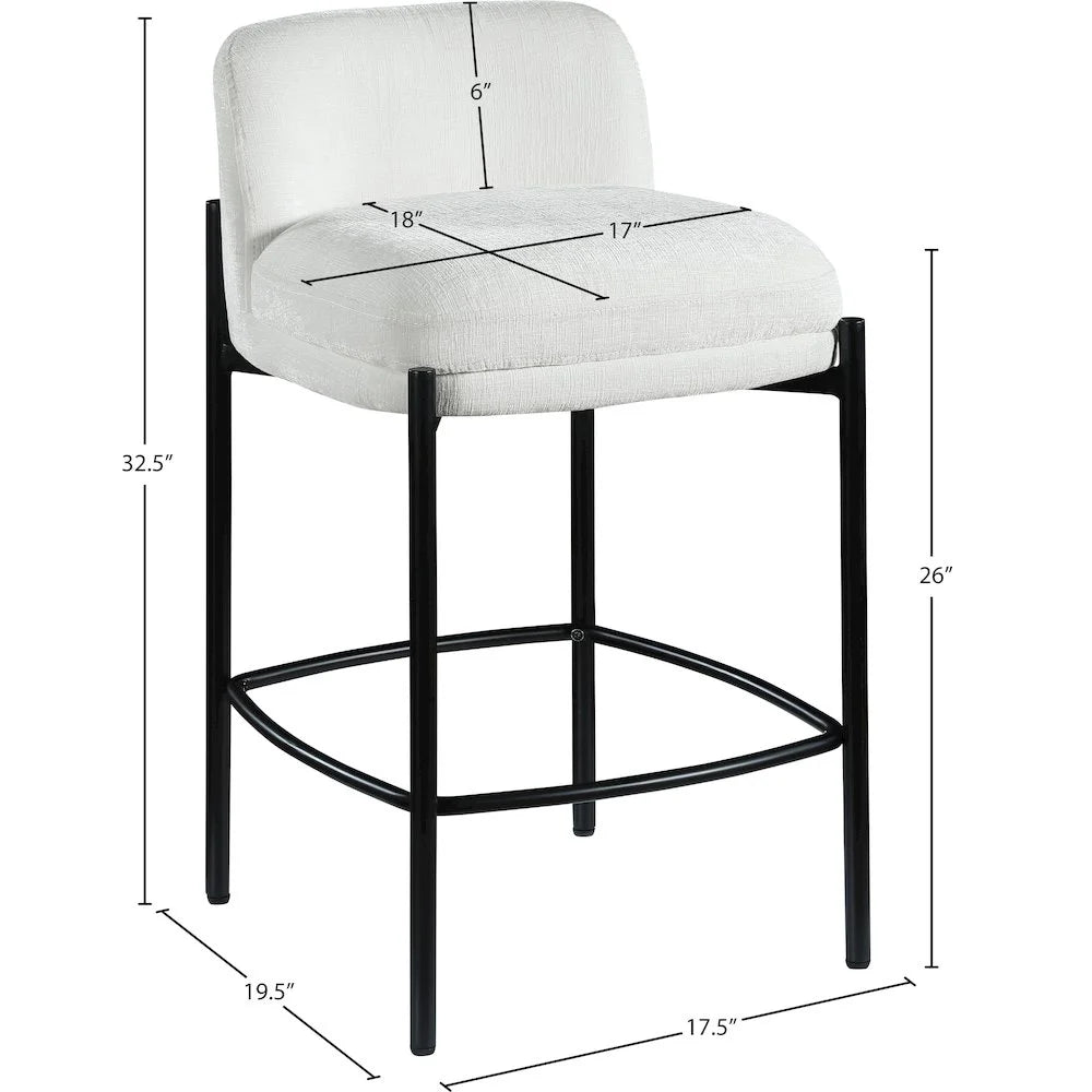 Cream Chenille Fabric Stool (Set of 2)