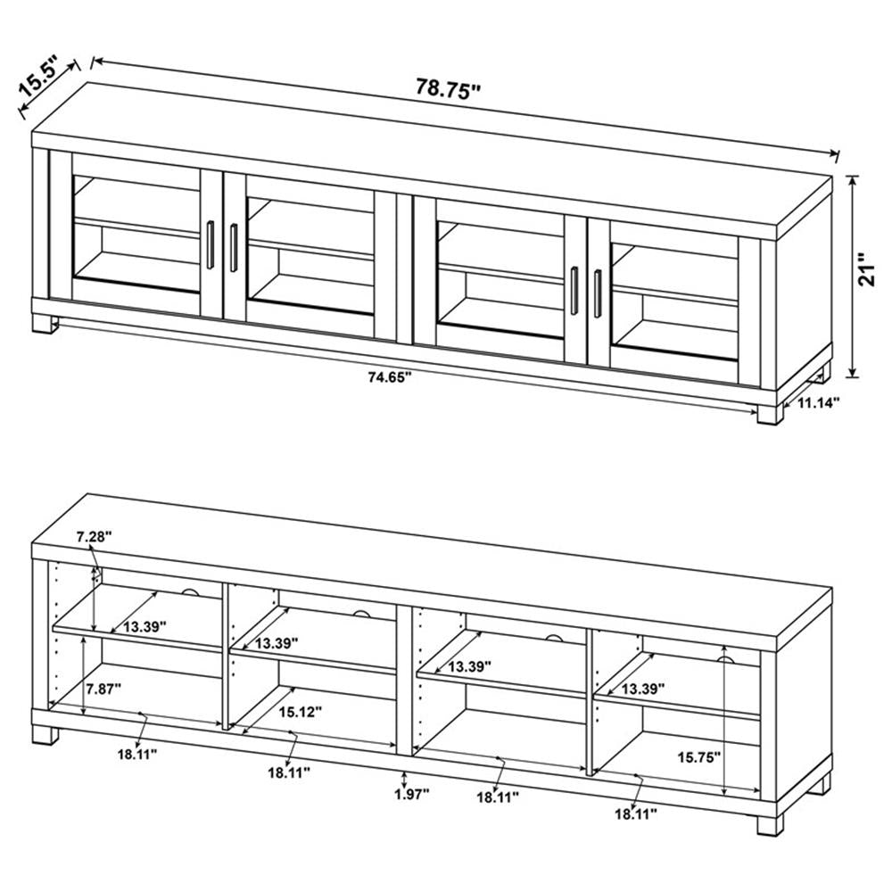 Media Console with Framed Glass Panels Black