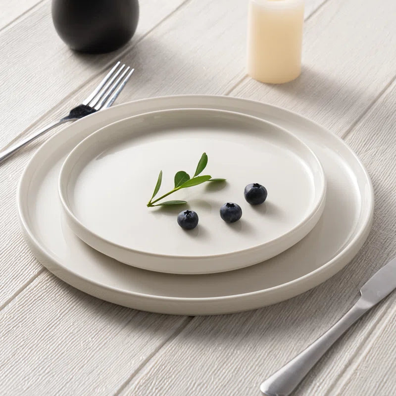 Jade Plates and Bowls Sets, 18 Piece Dinnerware Sets,Set for 6,White