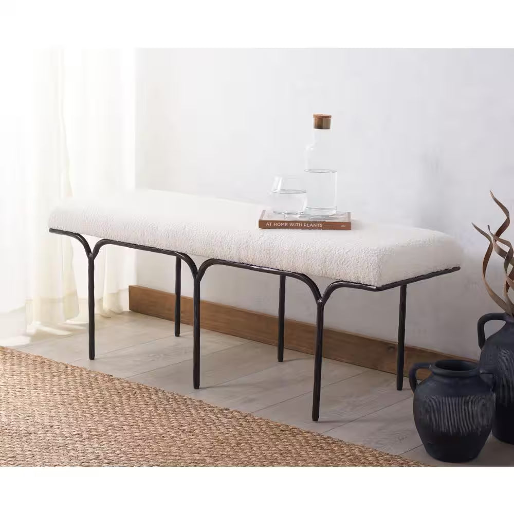 Marvin Ivory/Black Entryway Bench 48 In.